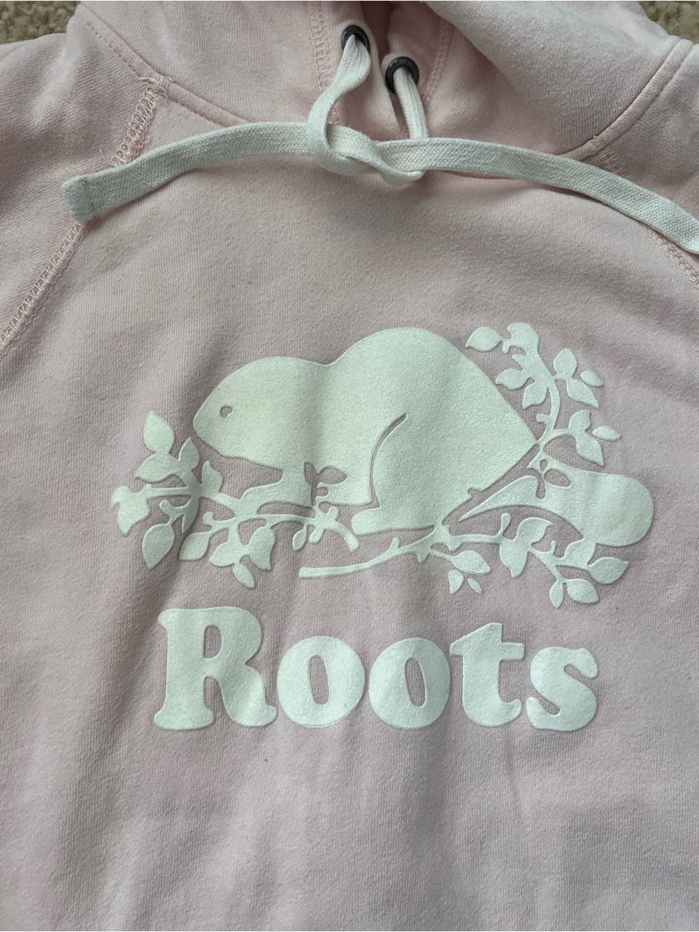 Roots Women's Light Pink Logo Hoodie Sweatshirt - Picture 2 of 9